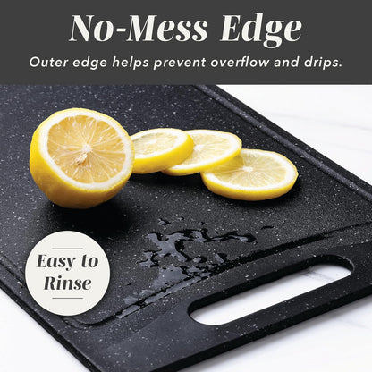 COOK WITH COLOR Non-Slip Cutting Board Set – Kitchen Essentials with Easy Grip Handle for Meat, Veggies, and Fruits, 3 Cutting Boards, Speckled White