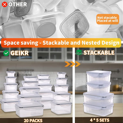 52 PCS Large Food Storage Containers with Lids Airtight, BPA-Free Leakproof Plastic Meal Prep Containers Reusable,Microwave & Dishwasher & Freezer Safe,Includes Labels & Pen