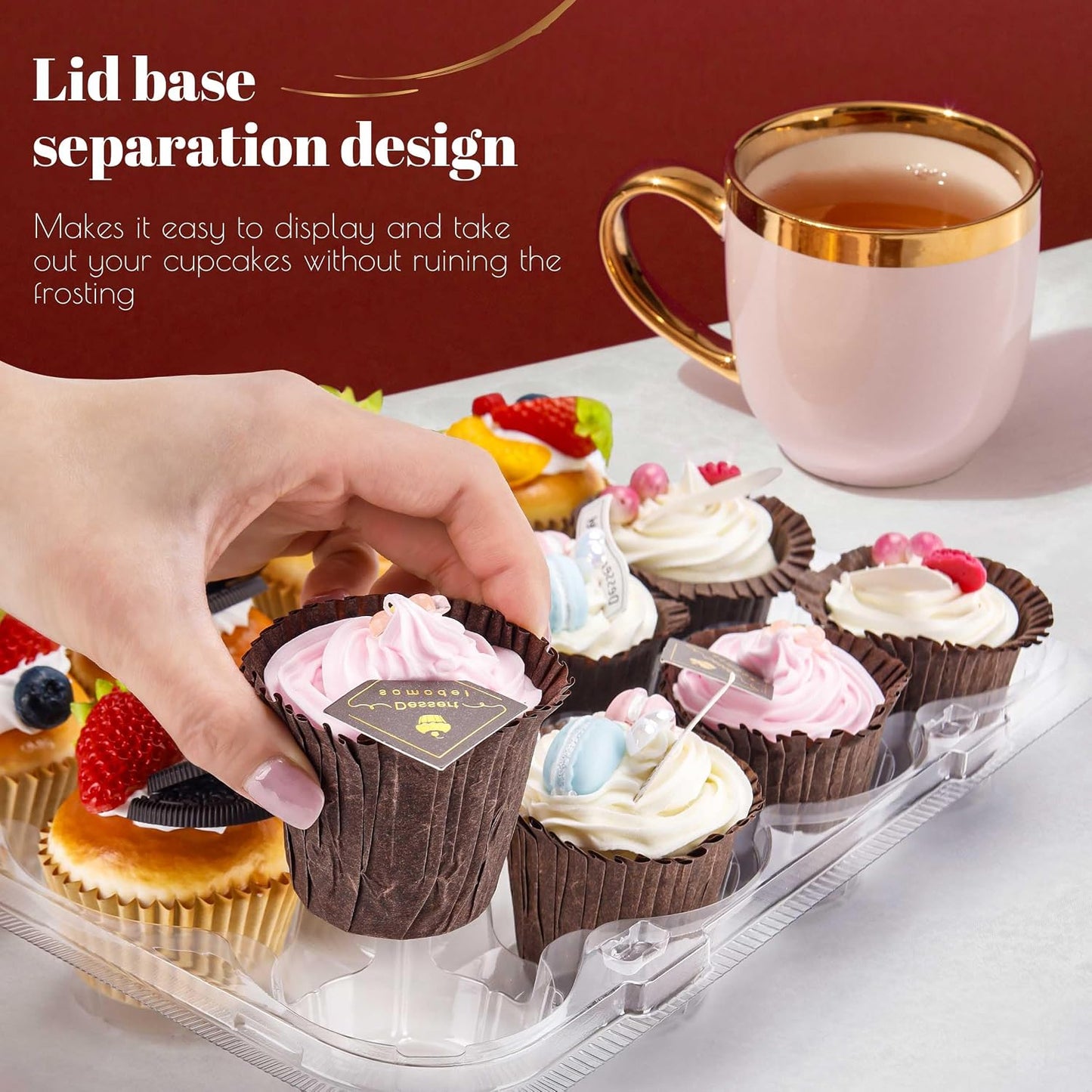 NPLUX 12 Count Cupcake Containers 12 Pack Clear Plastic Cupcake Boxes