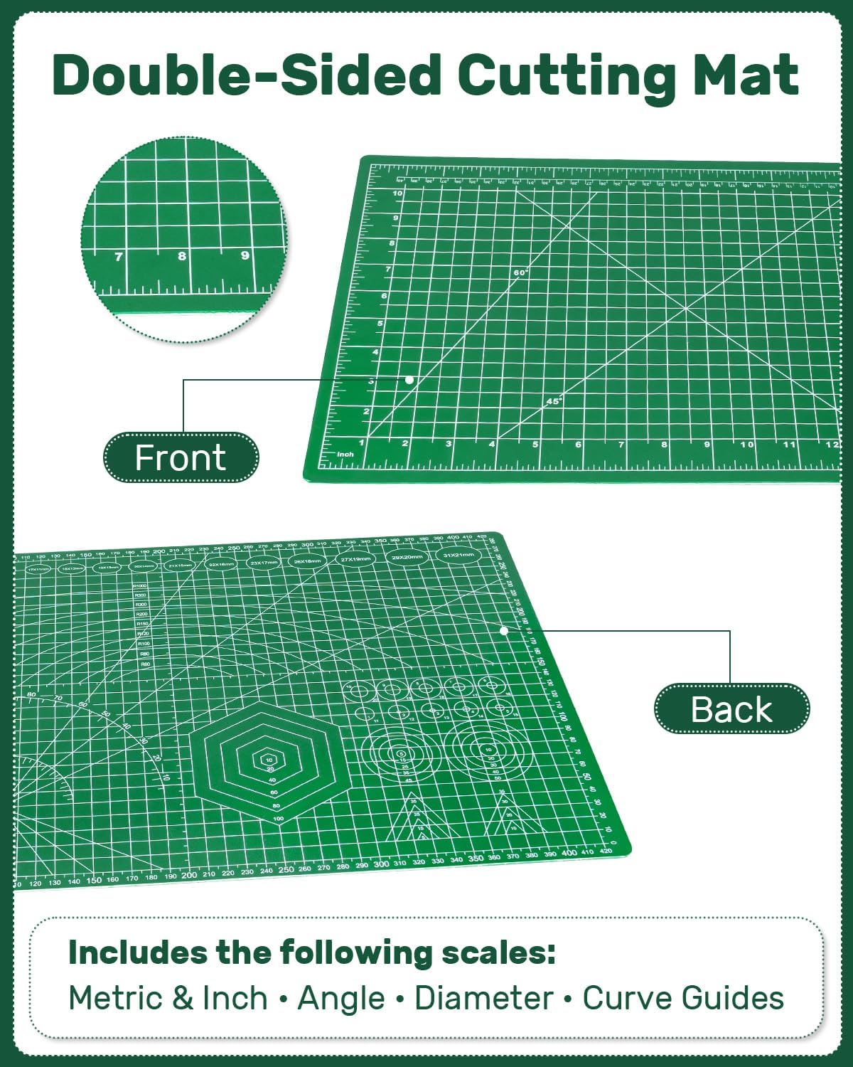 Self Healing Cutting Mat, 17" x 23", Double-Sided Rotary Cutting Mat for Sewing, Quilting, Scrapbooking & Craft, Large Craft Cutting Board for Hobby Use(A2)