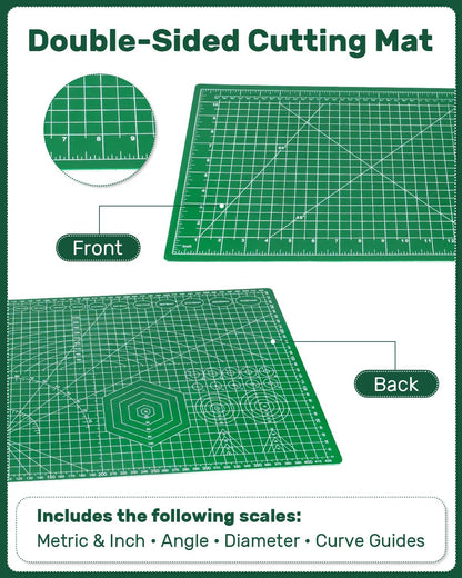 Self Healing Cutting Mat, 17" x 23", Double-Sided Rotary Cutting Mat for Sewing, Quilting, Scrapbooking & Craft, Large Craft Cutting Board for Hobby Use(A2)