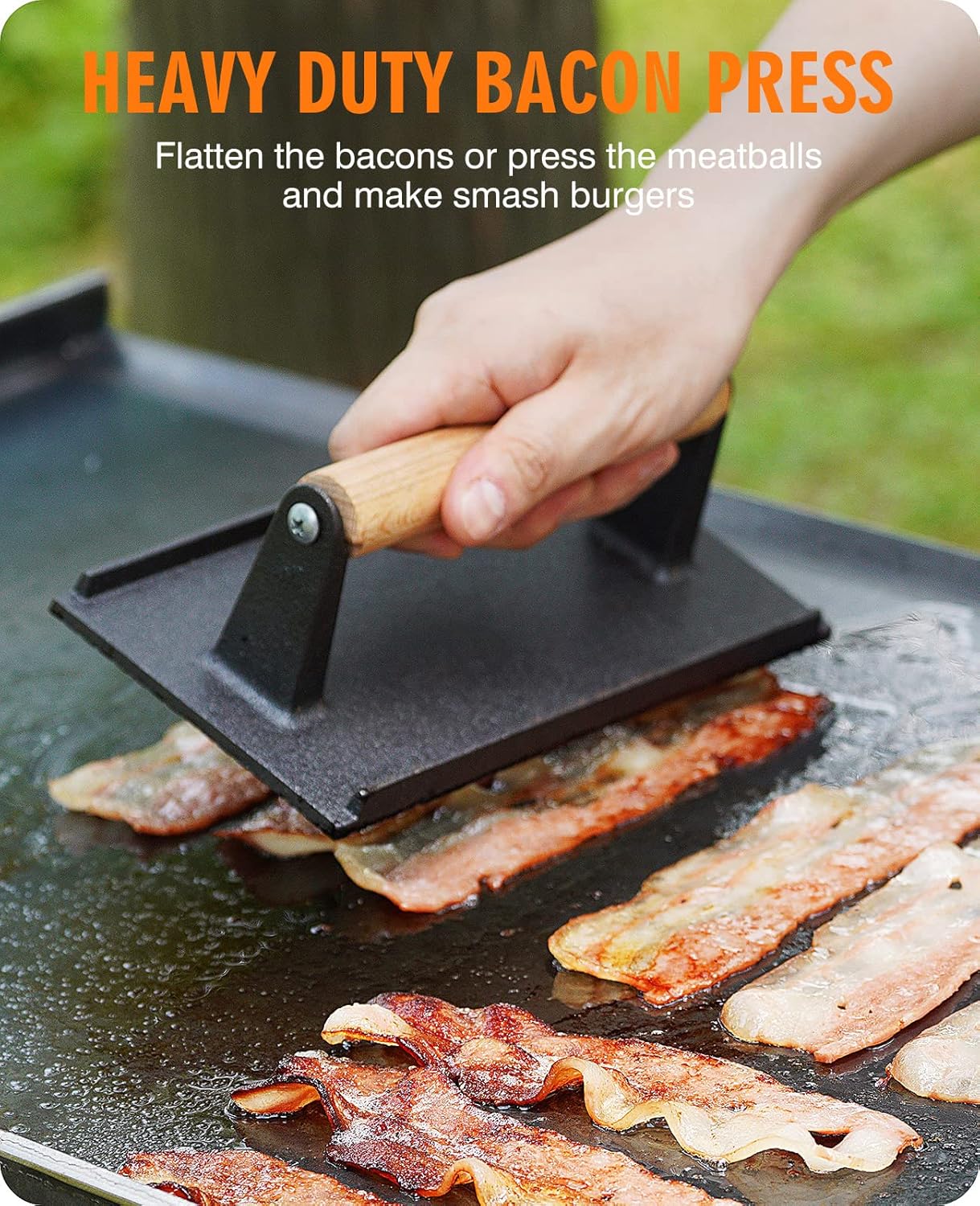 HOMENOTE Griddle Accessories for Blackstone, Commercial Grade 12 Inch Heavy Duty Melting Dome with Round Cast Iron Smash Burger Press Perfect for Flat Top Hibachi Grill Outdoor Indoor