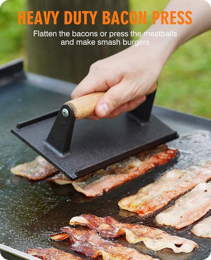HOMENOTE Griddle Accessories for Blackstone, Commercial Grade 12 Inch Heavy Duty Melting Dome with Round Cast Iron Smash Burger Press Perfect for Flat Top Hibachi Grill Outdoor Indoor
