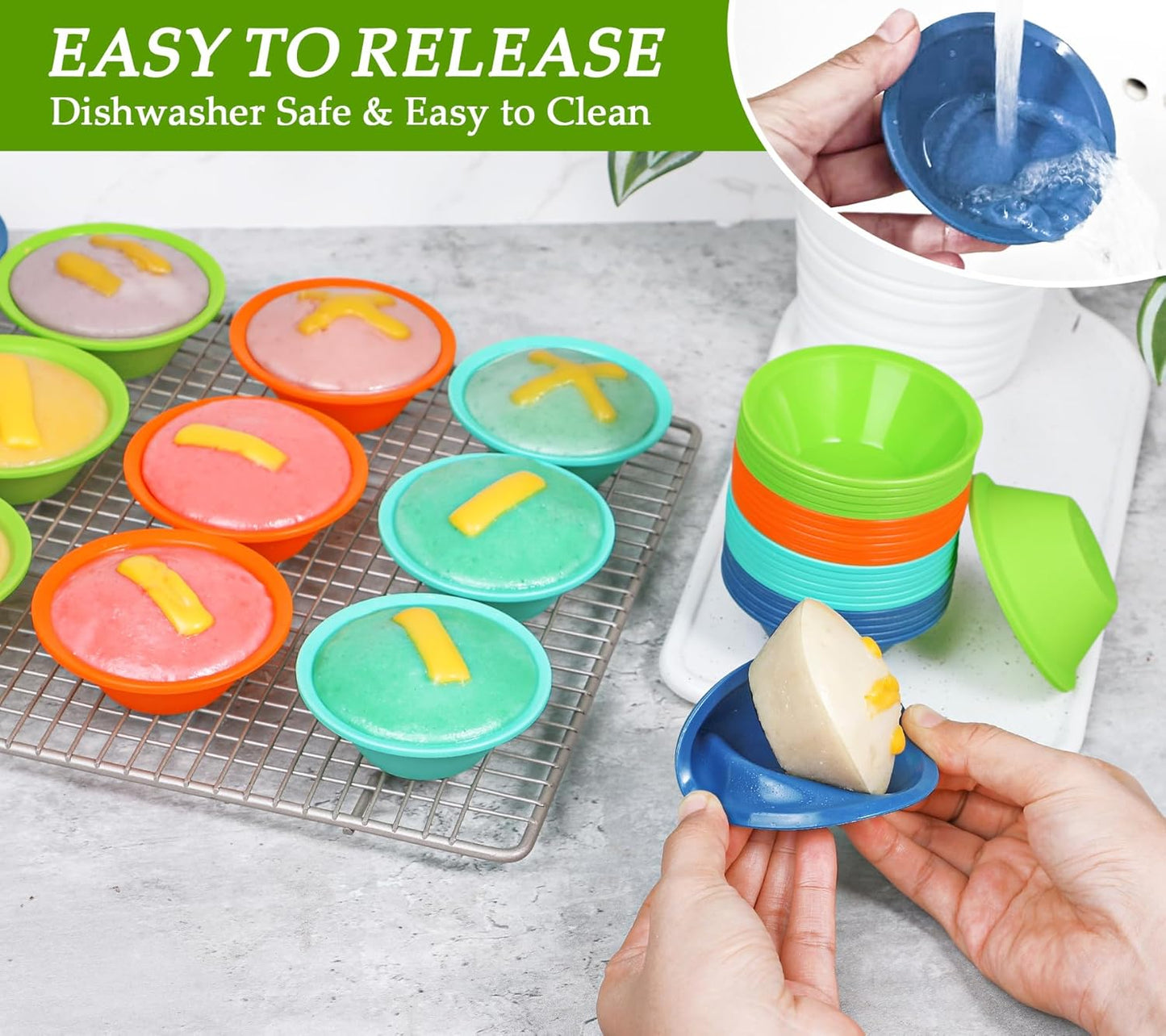 Webake Silicone Baking Cups 4.3 Inch Jumbo Reusable Cupcake Liners, Giant Cupcake Mold Non-stick Extra Large Muffin Pans Big Cupcake Holders (Pack of 12)