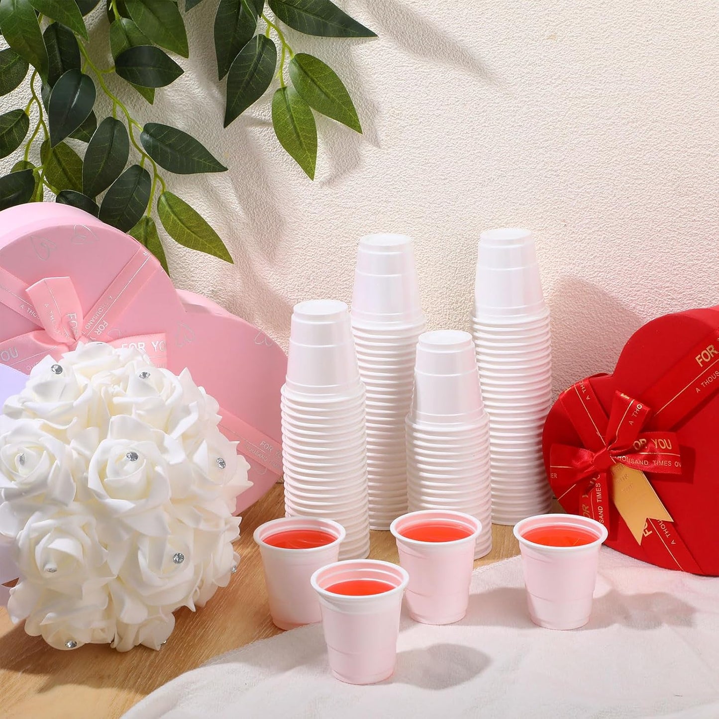 Roshtia 100 Pack 2 oz Plastic Shot Cups, Mini Disposable Shot Glasses 2 oz Wedding Party Cups for Bridal Shower Wedding Party, Beer Taste Serving, Snacks(Black, Gold)