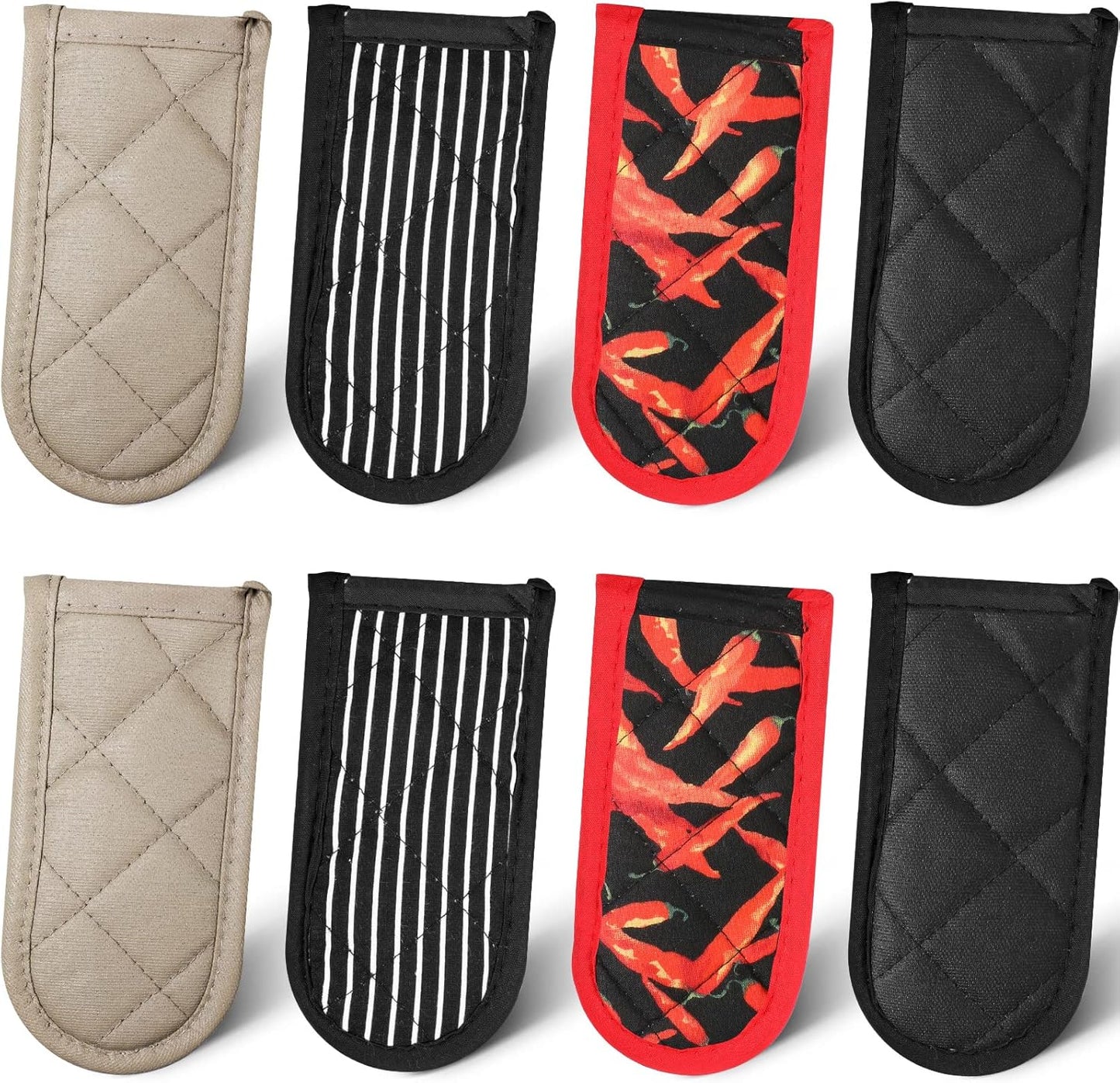 Geiserailie 8 Pcs Cast Iron Skillet Handle Cover Heat Resistant Pan Handle Sleeve Non Slip Pot Holders Machine Washable Handles Mitts for Kitchen Cooking Tools, 4 Styles(Retro Style)