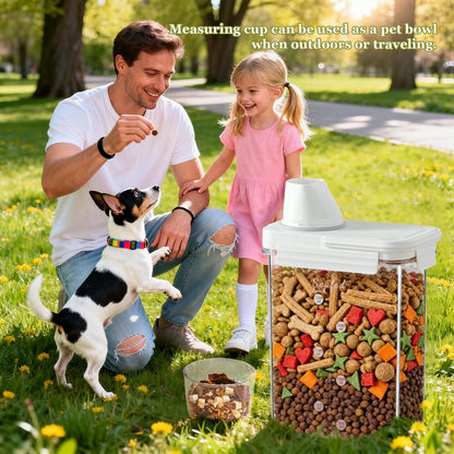 Hongya Rice Container, Airtight Rice Storage Container, Portable Pet Food Storage Containers with Measuring Cup, 4 to 8lbs Cereal Containers Storage for Kitchen Pantry Household, BPA-Free, White