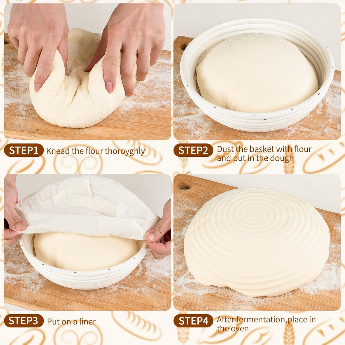 FrutPunch 9 Inch Banneton Bread Proofing Basket Set of 2, with Cloth Lining
