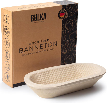 Bulka Sourdough Banneton Bread Proofing Basket 11.4" Oval Groove 750g
