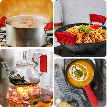 3 Piece Silicone Cast Iron Handle Cover with Pot Handle Covers Set，Cast Iron Handles Sleeve (Black-Small)