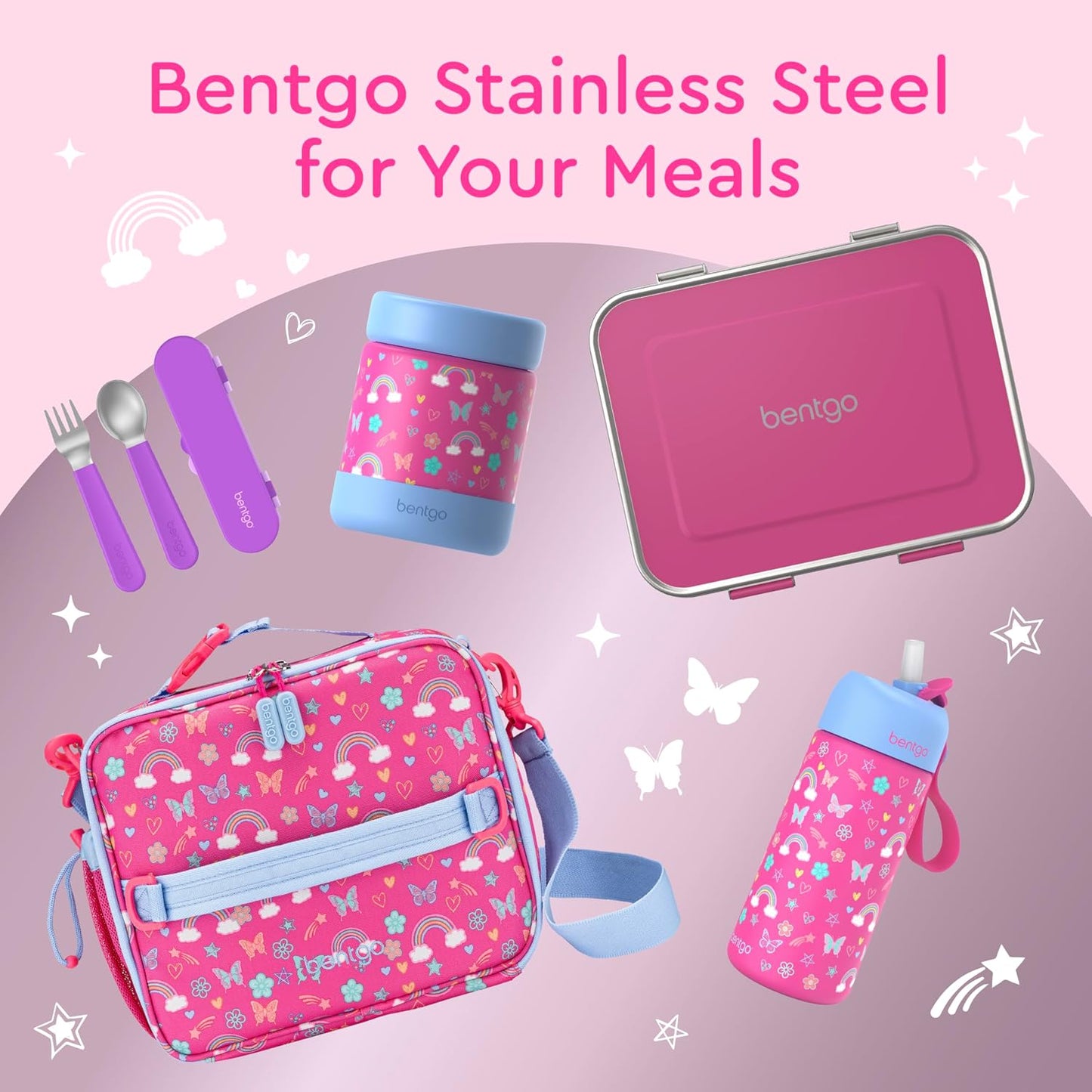 Bentgo Kids Stainless Steel Leak-Resistant Lunch Box - 3-Compartments with Bonus Silicone Container, Durable, Eco-Friendly, Dishwasher Safe, BPA-Free, Ideal for School, Ages 3+ (Silver)