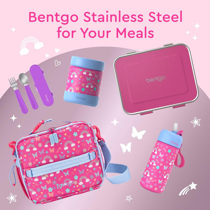 Bentgo Kids Stainless Steel Leak-Resistant Lunch Box - 3-Compartments with Bonus Silicone Container, Durable, Eco-Friendly, Dishwasher Safe, BPA-Free, Ideal for School, Ages 3+ (Silver)