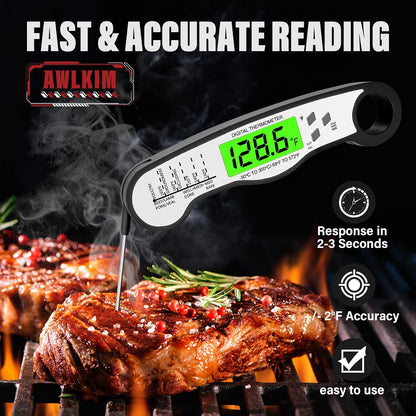 AWLKIM Meat Thermometer Digital, Instant Read Food Thermometer, Red