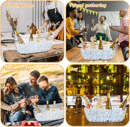2 PCS Clear Ice Bucket Set - 5L Ice Buckets for Parties with Ice Bucket Scoop, Champagne Beer Tub Wine Beverage Bucket for Cocktail Bar, Parties, and Events