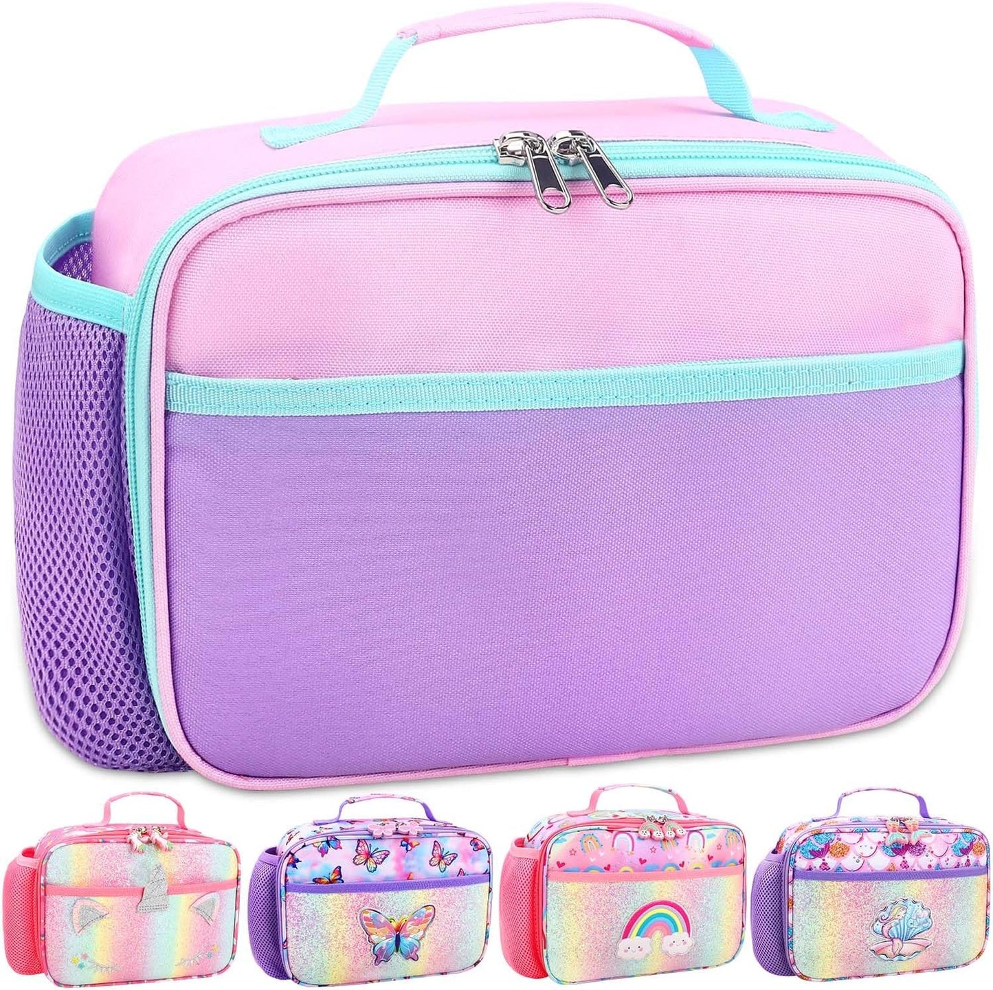RHCPFOVR Kids Lunch Bag - Insulated Lunch Box for Boys Girls,Washable Lunch Bag and Reusable Toddler Leak-proof Lunchbox for School and Daycare - Colors A