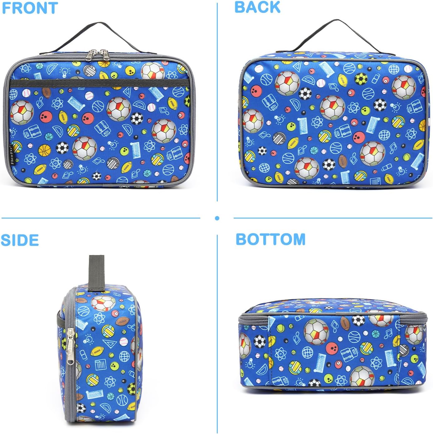 FlowFly Kids Lunch box Insulated Soft Bag Mini Cooler Back to School Thermal Meal Tote Kit for Girls, Boys, Astronaut - Colors B