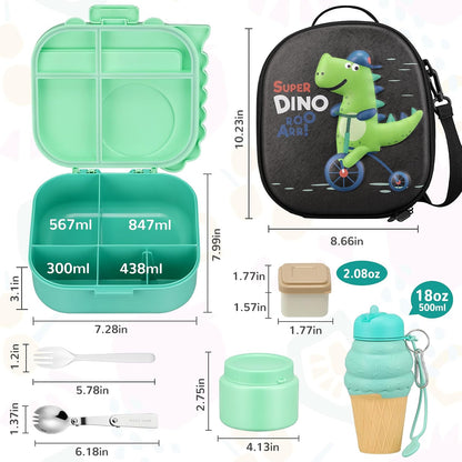 Lunch Box Kids, Leak Proof 5 Compartment Bento Box for Kids, 13oz Thermo for Hot Food Kids Lunch Box,Hot Lunch Box for School Travel