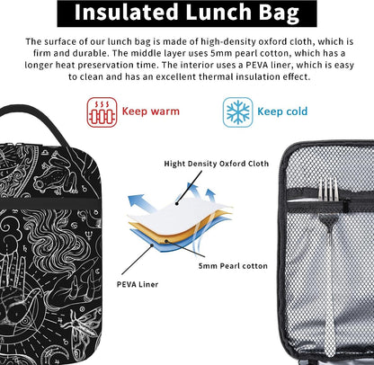 Dinosaur Volcano Insulated Lunch Bag for Women & Men, Reusable Leak-Proof Lunch Box with Cooler Compartment, Lunch Tote for Adults Work Travel Picnic Durable & Washable