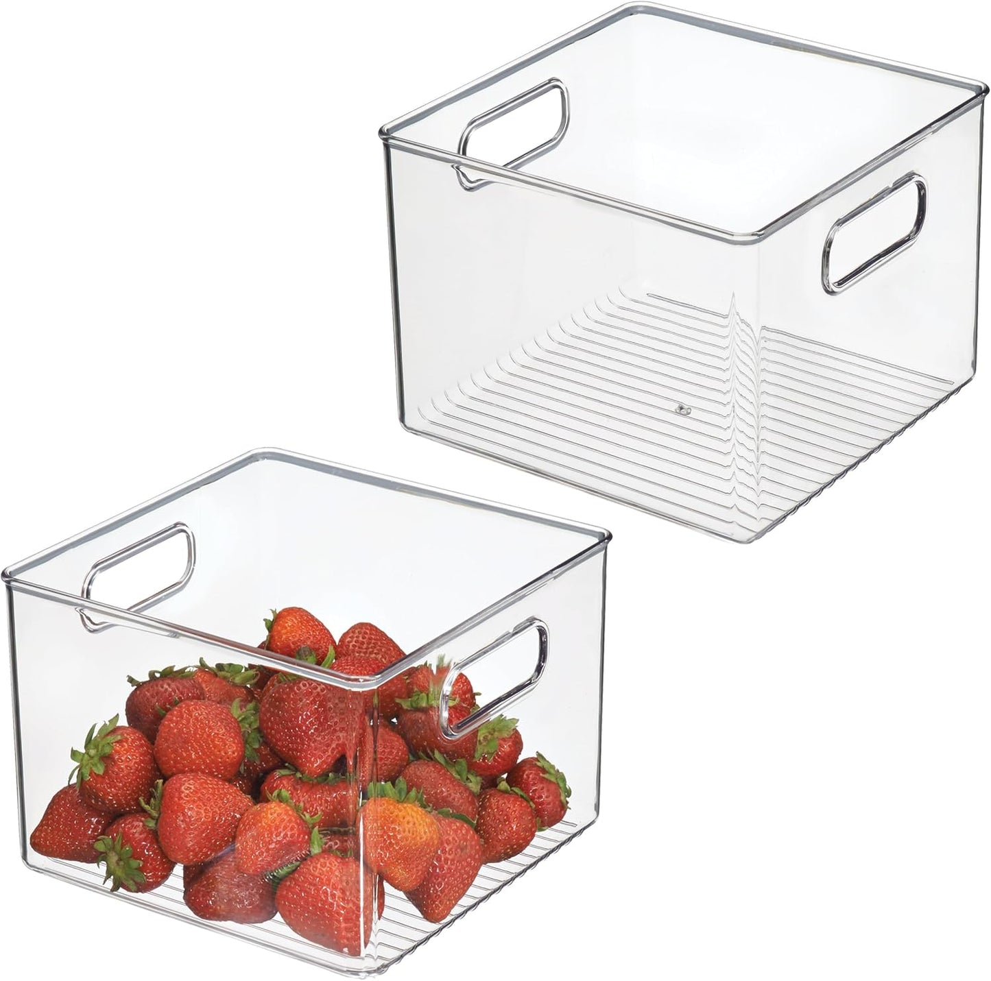 iDesign Pantry Storage Bin with Handles for Kitchen Cabinets or Fridge - Clear - Made in USA