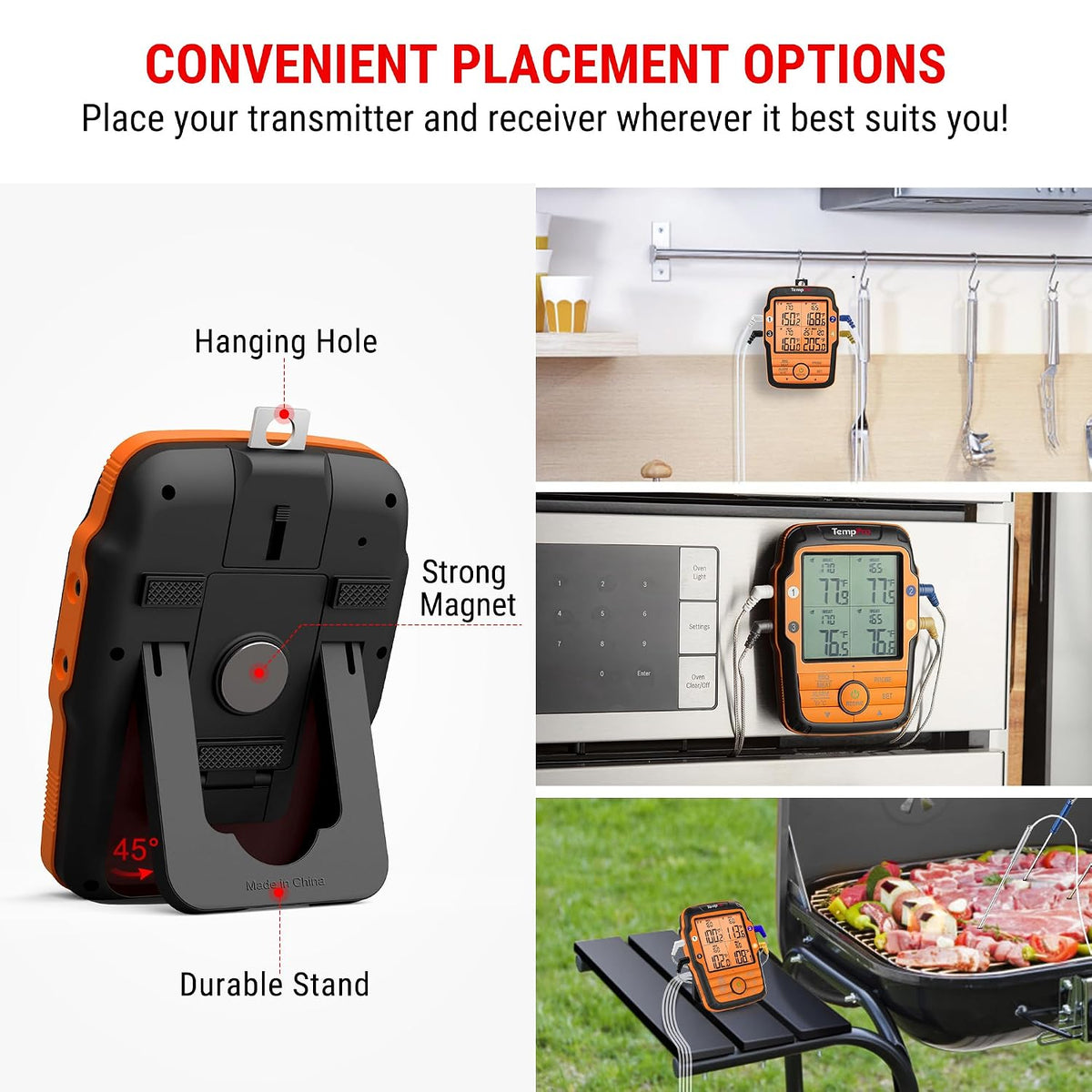 TempPro TempSync 1000FT Wireless Meat Thermometer for Grill with 4 Probes