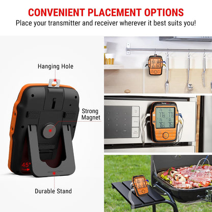 TempPro TempSync 1000FT Wireless Meat Thermometer for Grill with 4 Probes