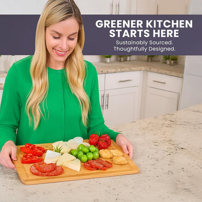 Greener Chef Luxury Bamboo Cutting Board Set of 3 with Glue-Free Surface Technology - Extra Spacious Wood Cutting Boards for Kitchen and XL Chopping Board Set - Replacements for Life