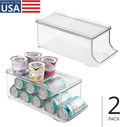 iDesign Soda Can Organizer with Lid for Pantry or Refrigerator - Clear - Made in USA