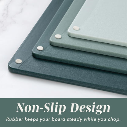 COOK WITH COLOR Non-Slip Cutting Board Set – Kitchen Essentials with Easy Grip Handle for Meat, Veggies, and Fruits, 3 Cutting Boards, Speckled White