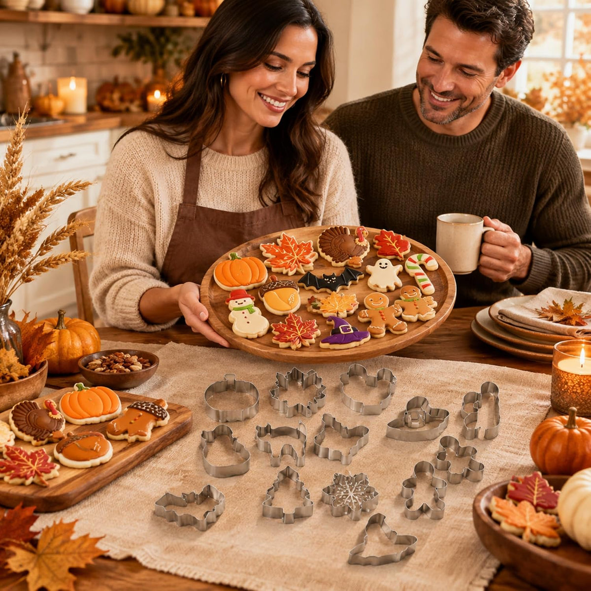 Layhit 15 Pcs Fall Holiday Cookie Cutters Set, Halloween Thanksgiving