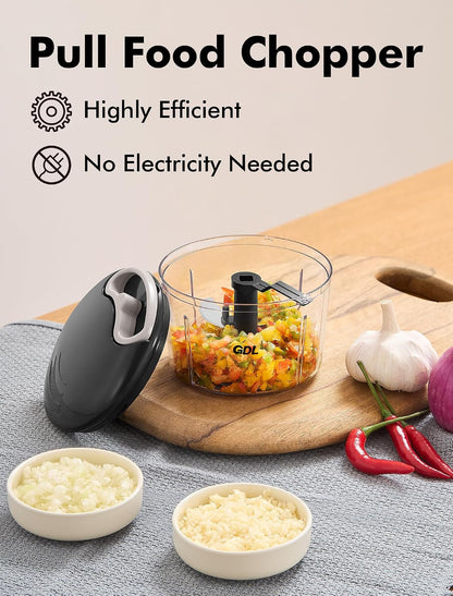 GDL Food Chopper, Vegetable Chopper, Pull String Onion Chopper Dicer, 800ML