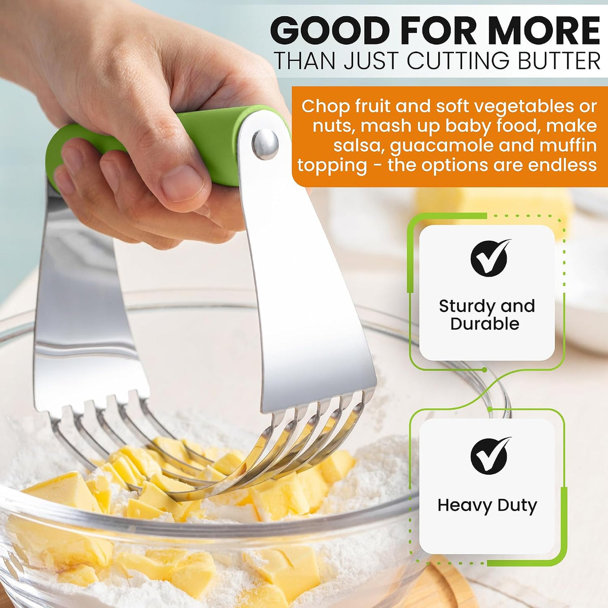 Spring Chef Large Dough Blender For Baking - Durable Pastry Blender - Black