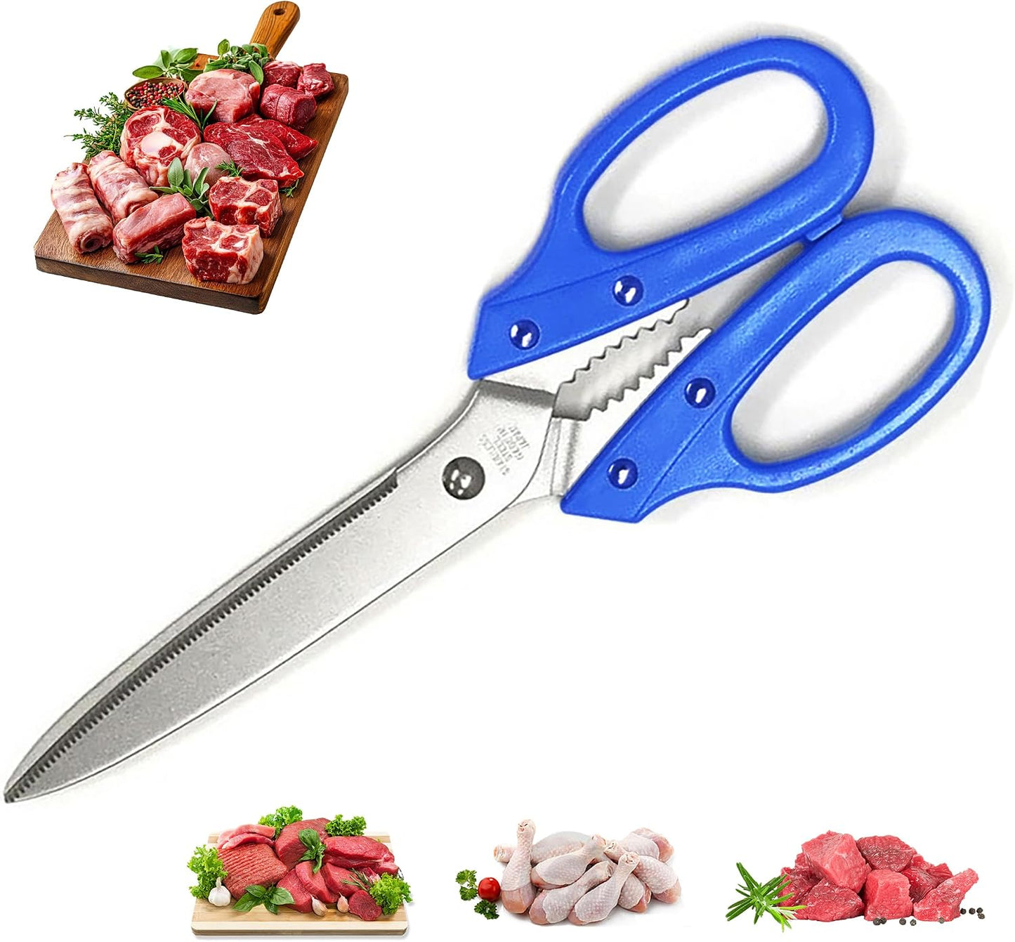 Multipurpose Kitchen Shears Heavy Duty Japan Tanaka Scissors Diamond Cut Stainless Steel 타나카 방산시장 강주은 주방가위 깡스가위 (Red)