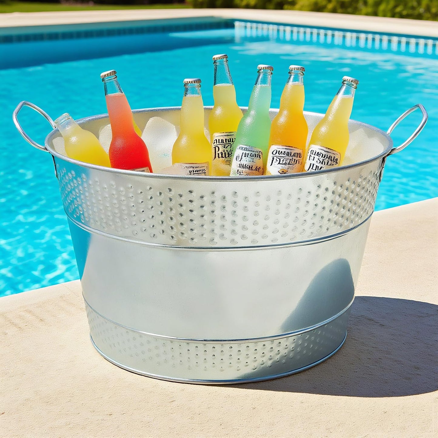 3 PCS 15.3 x 9 x 6 inches Black Metal Galvanized Tub with Handles, 3 Gallon Galvanized Beverage Tubs for Parties, Large Metal Drink Ice Buckets for Beer, Wine, Cocktails & Outdoor Events