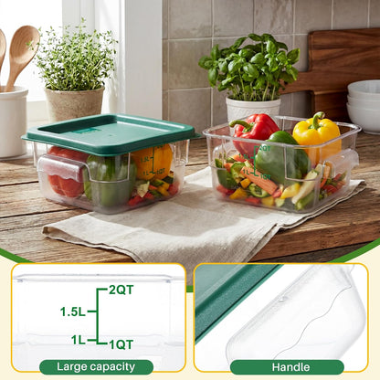 Ziliny 1 Pcs 4 Qt Clear Square Dough Proofing Container with Lid, Red