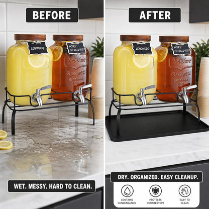 Drip Mat Fit for Drink Dispenser, Drip Tray for 2 Glass Drink Dispensers | Fits Dual Beverage Dispensers And Catches Drips, Condensation And Spills For Cleaner Party Tables And Drink Stations