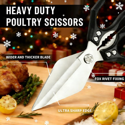 Multifunctional Heavy Duty Kitchen Shears,Kitchen Shears for Cutting Chicken,Kitchen Scissors for Food, Japanese High-Carbon Steel Culinary Poultry Shears, for Chicken,Meat,Fish,Bone Cutting(Silver)