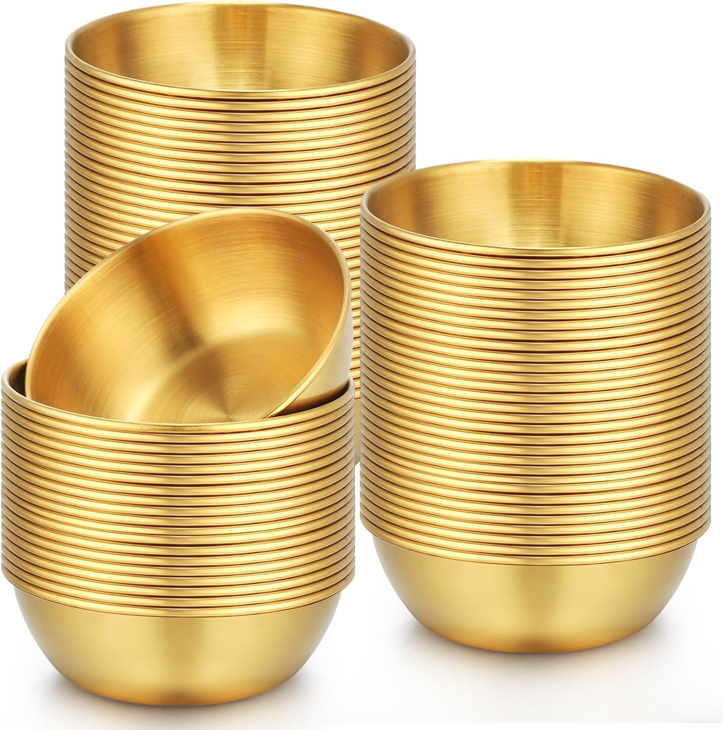 Tanlade 50 Pcs Metal Sauce Bowls 3.2 Inch Round Stainless Steel Seasoning Dishes Cups Mini Saucers Plates Small Sushi Dipping Bowls for Prep Ramekins Kitchen Party Supplies(Silver)