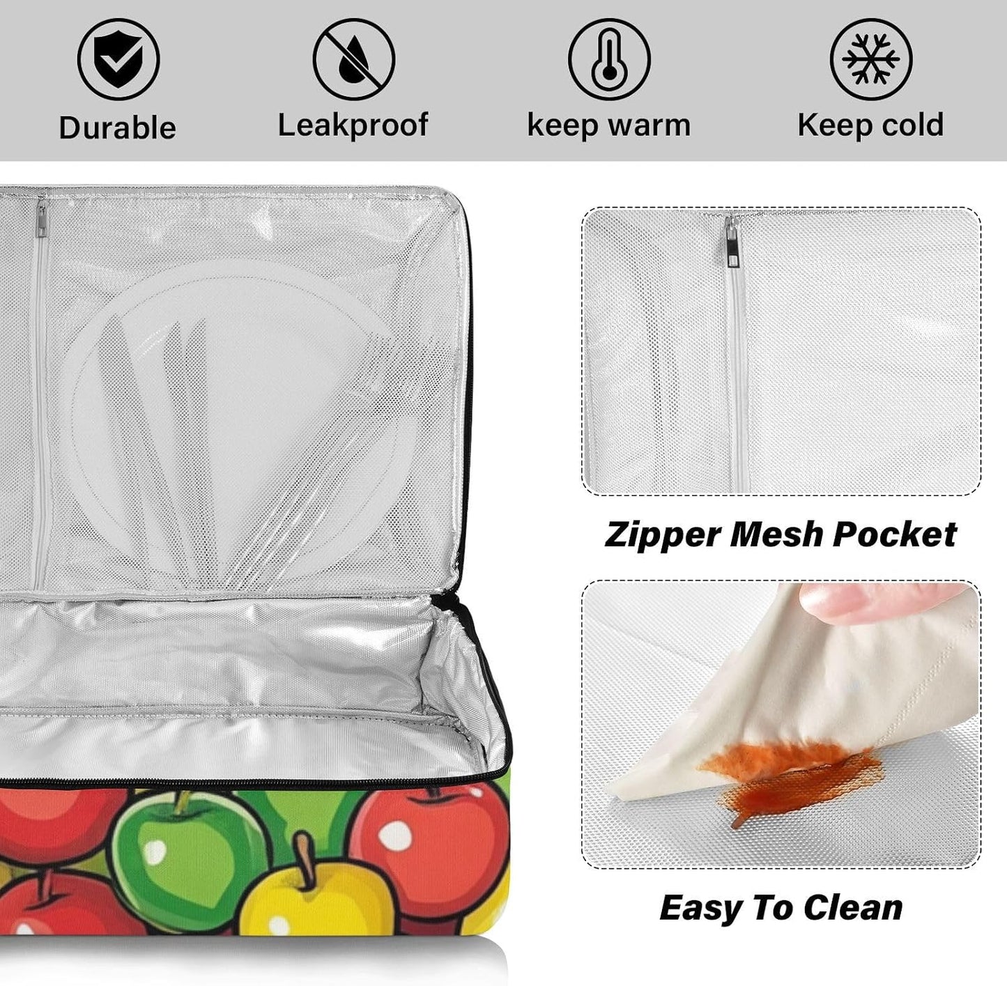 Casserole Carriers for Hot or Cold Food Reusable Casserole Dish Carrier Insulated Thermal Large Capacity Durable Perfect for Party Camping Family Gatherings Yellow Fish - Colors A