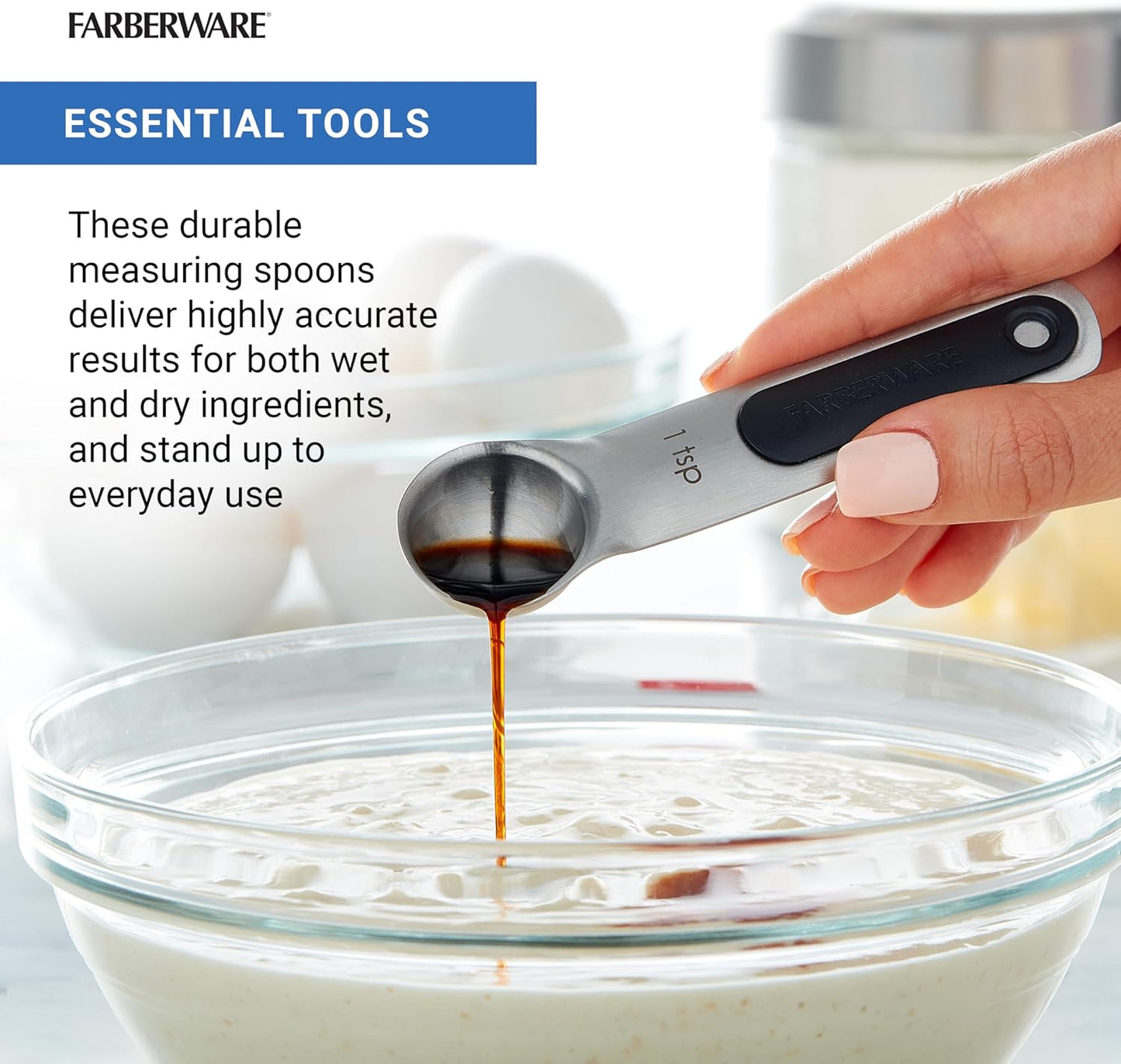 Farberware Professional Set of 5 Stainless Steel Measuring Cups, Precision and Ease in Every Scoop, Features Magnetic Handles for Easy Storage, Dishwasher Safe