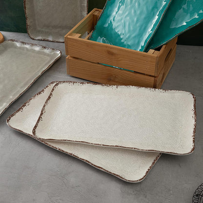 LEHAHA Grilling Prep and Serve Trays, BBQ Serving Platter, Melamine Serving Trays for Food, Set of 2, Great Gift for Father's Day, BBQ Lovers, Prefect for Chrismas Festival and Everyday use.