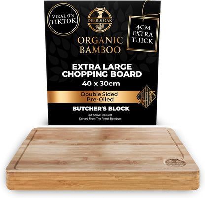 Pre-Oiled, Non Toxic 3-Piece Carbonized Bamboo Cutting Board Set, 500°F Carbonized Technology Eco-Friendly Wooden Chopping Boards for Kitchen with Juice Groove, Charcuterie Serving Boards Deer & Oak