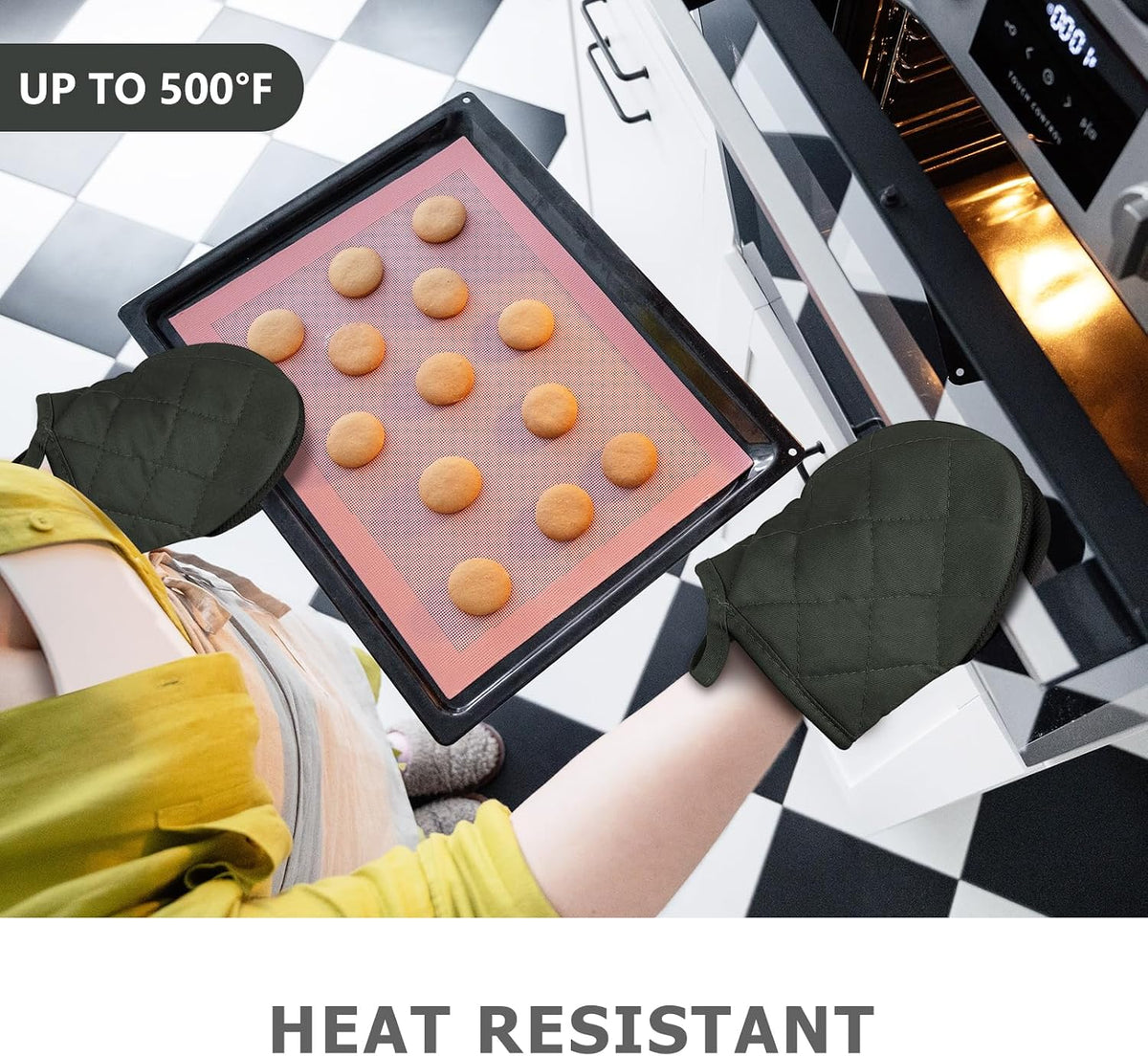 Goldmeet Mini Oven Mitts 2-Pack, 7"x5.5", 500°F Silicone Grip, Gray