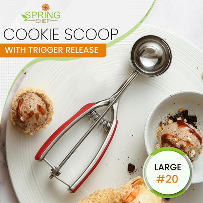 Spring Chef Extra Large Stainless Steel Cookie Scoop, #10, 5.5 Tbsp, Black