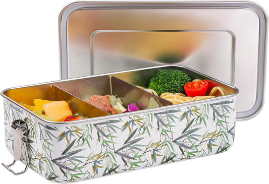 Chef's Path Bento Box with Aesthetic Bamboo Design, Leak-Proof 45.65oz Bento Lunch Box with Detachable Dividers, Airtight Silicone Lid for Fast and Easy Meal Prep