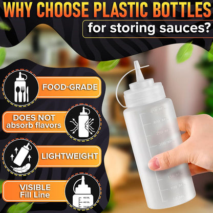 HYQO Small Squeeze Bottles for Sauces, 4 Oz Plastic with Cuttable Tip