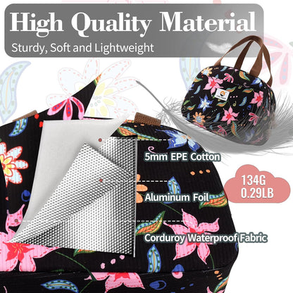 CaCTOUR Lunch Box for Women Girls Teens,Cute Lunch Box Cooler Bag, Portable Insulated Small Lunch Bag Women Reusable Corduroy Lunch Tote for Work/Travel/Picnic/School (Dog Green,Small)