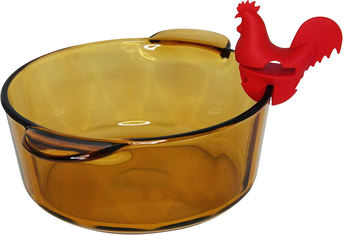 HOME-X Red Rooster Spoon Holder, Pot/Pan Clip Kitchen Accessories, Fun Hostess Gifts