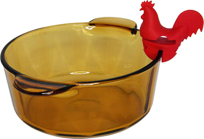 HOME-X Red Rooster Spoon Holder, Pot/Pan Clip Kitchen Accessories, Fun Hostess Gifts