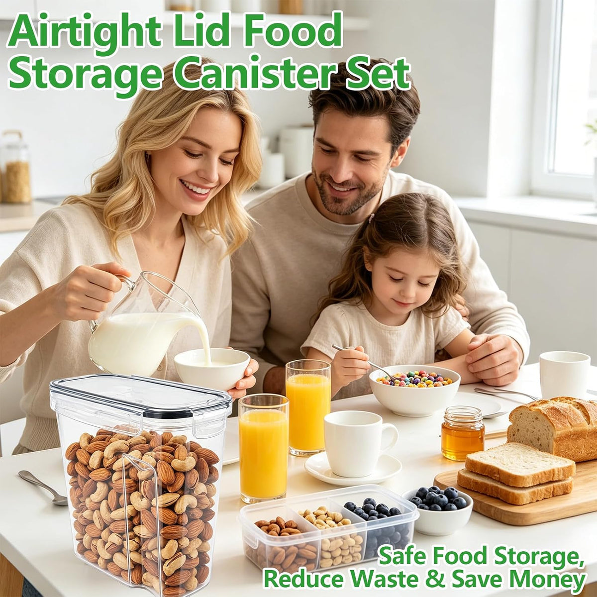 42pcs Airtight Containers, Clear Stackable Dry Food Storage | 42pk clear airtight containers with tight lids keep dry food fresh. Safe plastic, stackable for pantry kitchen storage