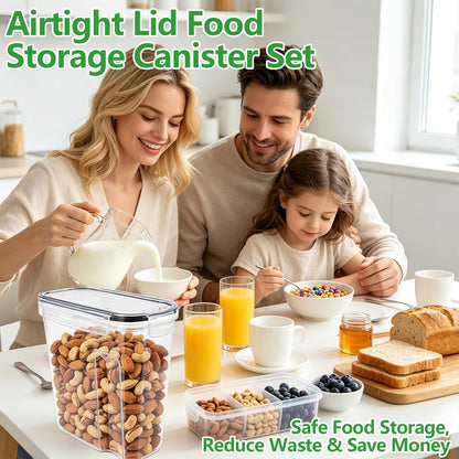 42pcs Airtight Containers, Clear Stackable Dry Food Storage | 42pk clear airtight containers with tight lids keep dry food fresh. Safe plastic, stackable for pantry kitchen storage
